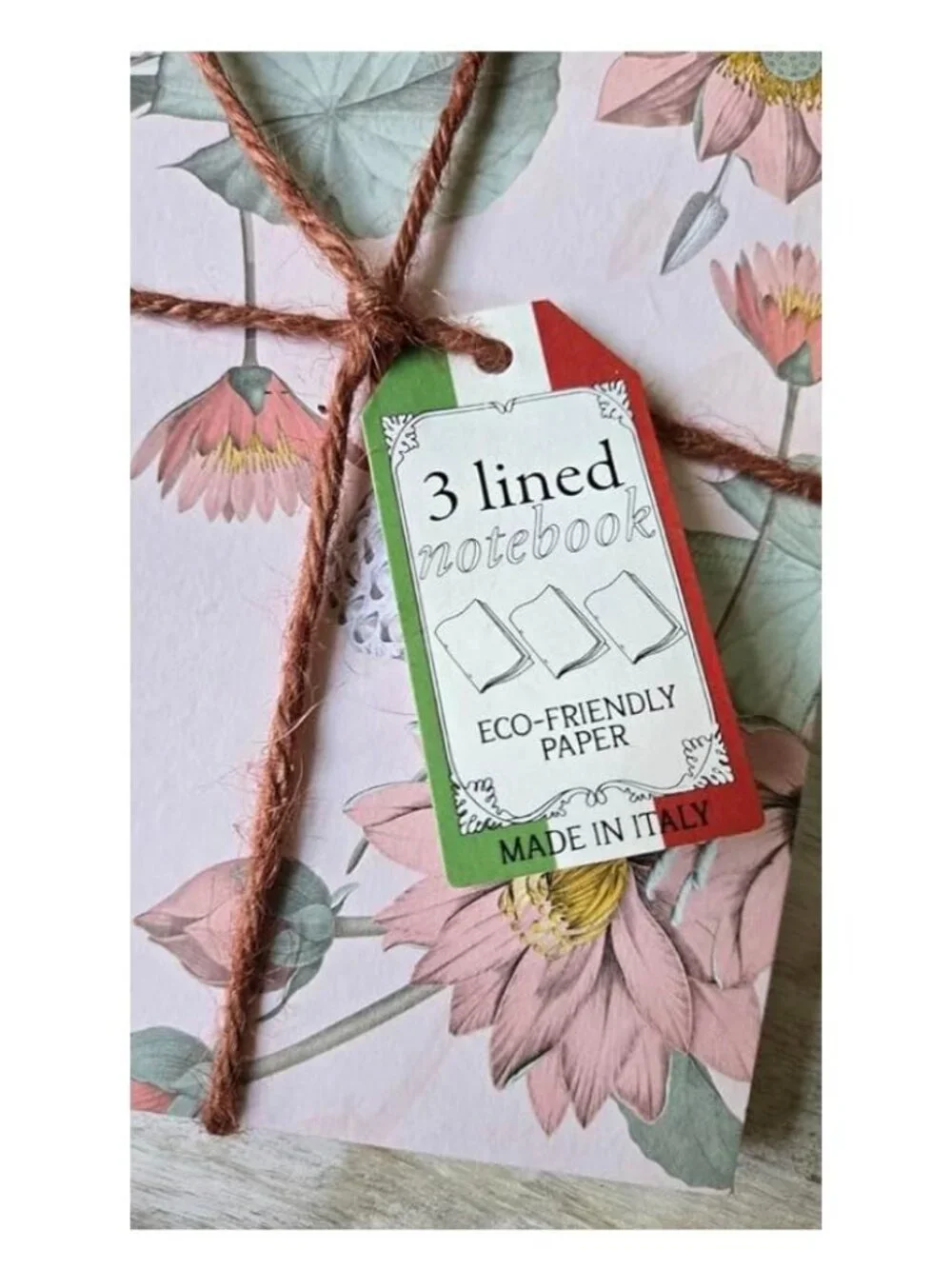 Alfabet Set of 3 Journals 48 Pages, Handmade in Italy, Floral Design, Notebooks